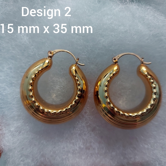 24k Gold Plated Light Hoop Earrings - Picture 2 of 10